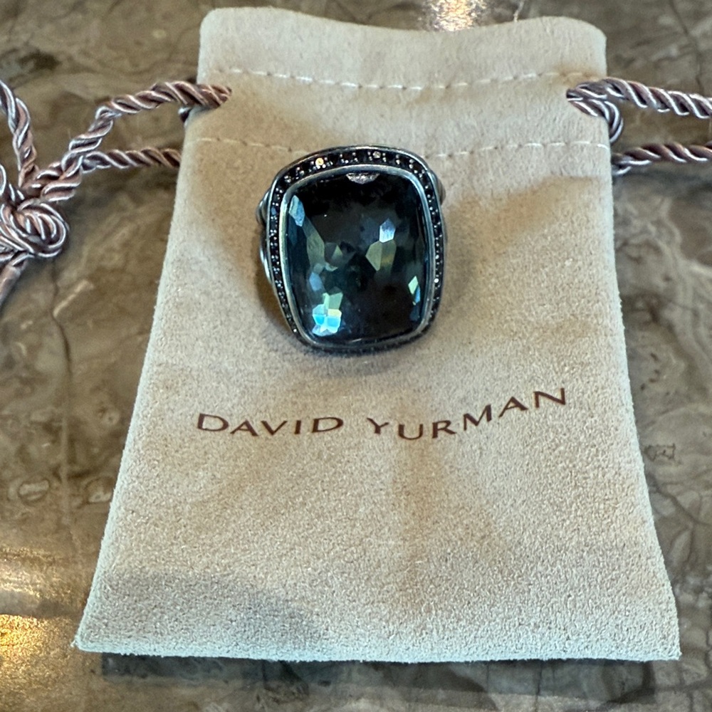 Rare David Yurman Albion Elongated Gray with Black Diamonds